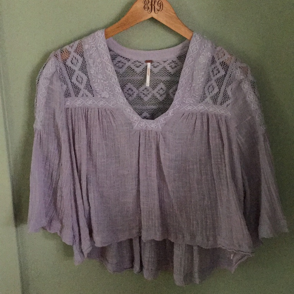 Free People High-low Peasant Top in Lilac